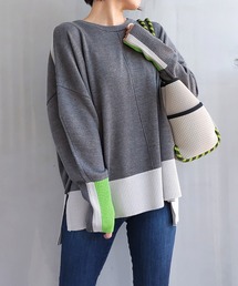 Q | 配色ボックスシルエットニット(ニット/セーター)