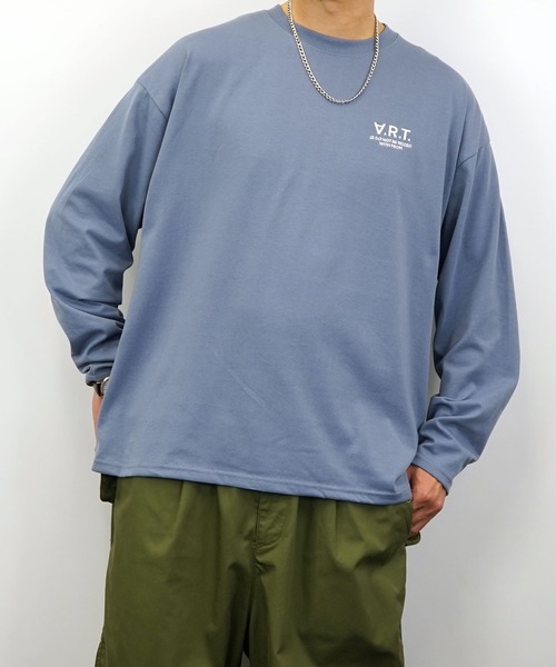 Burner(バーナー)の「【GROOVY STORE】ワイドシルエット ワンポイント刺繍ロングスリーブTシャツ(Tシャツ/カットソー・メンズ・ブラック/ブラック系その他2/グレイッシュベージュ/ブルー系その他2/オフホワイト/ホワイト系その他2/ダークグリーン/スミクロ/ミント/ネイビー/ブルー系その他/ホワイト・M/L/LL)」の12枚目の写真