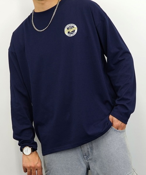 Burner(バーナー)の「【GROOVY STORE】ワイドシルエット ワンポイント刺繍ロングスリーブTシャツ(Tシャツ/カットソー・メンズ・ブラック/ブラック系その他2/グレイッシュベージュ/ブルー系その他2/オフホワイト/ホワイト系その他2/ダークグリーン/スミクロ/ミント/ネイビー/ブルー系その他/ホワイト・M/L/LL)」の11枚目の写真
