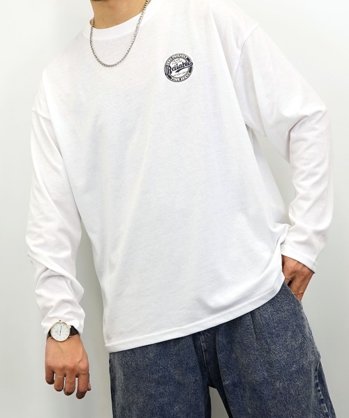 Burner(バーナー)の「【GROOVY STORE】ワイドシルエット ワンポイント刺繍ロングスリーブTシャツ(Tシャツ/カットソー・メンズ・ブラック/ブラック系その他2/グレイッシュベージュ/ブルー系その他2/オフホワイト/ホワイト系その他2/ダークグリーン/スミクロ/ミント/ネイビー/ブルー系その他/ホワイト・M/L/LL)」の3枚目の写真