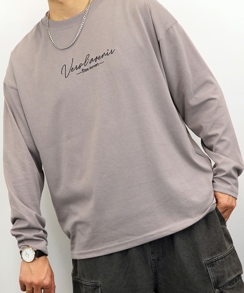 Burner(バーナー)の「【GROOVY STORE】ワイドシルエット ワンポイント刺繍ロングスリーブTシャツ(Tシャツ/カットソー・メンズ・ブラック/ブラック系その他2/グレイッシュベージュ/ブルー系その他2/オフホワイト/ホワイト系その他2/ダークグリーン/スミクロ/ミント/ネイビー/ブルー系その他/ホワイト・M/L/LL)」の9枚目の写真