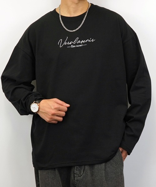 Burner(バーナー)の「【GROOVY STORE】ワイドシルエット ワンポイント刺繍ロングスリーブTシャツ(Tシャツ/カットソー・メンズ・ブラック/ブラック系その他2/グレイッシュベージュ/ブルー系その他2/オフホワイト/ホワイト系その他2/ダークグリーン/スミクロ/ミント/ネイビー/ブルー系その他/ホワイト・M/L/LL)」の8枚目の写真