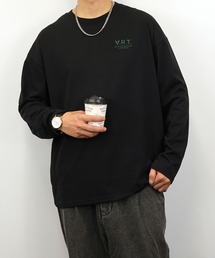 【GROOVY STORE】ワイドシルエット ワンポイント刺繍ロングスリーブTシャツ