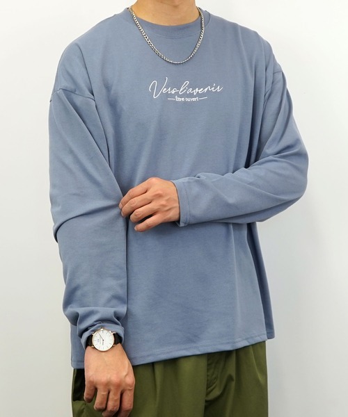 Burner(バーナー)の「【GROOVY STORE】ワイドシルエット ワンポイント刺繍ロングスリーブTシャツ(Tシャツ/カットソー・メンズ・ブラック/ブラック系その他2/グレイッシュベージュ/ブルー系その他2/オフホワイト/ホワイト系その他2/ダークグリーン/スミクロ/ミント/ネイビー/ブルー系その他/ホワイト・M/L/LL)」の13枚目の写真