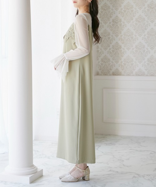 Jolie et Jolie(ジョリーエジョリー)の「ケミカルレース変形ベルスリーブIラインドレス(ドレス・レディース・グリーン/キャメル/アイボリー・M/L)」の18枚目の写真