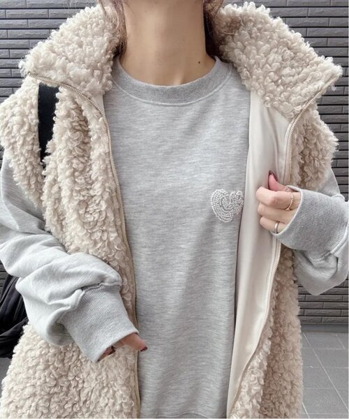 VENCEEXCHANGE（ヴァンスエクスチェンジ）の「ハートスウェット（スウェット・レディース・グレー/ライトグレー/ネイビー/チャコール・FREE）」の2枚目の写真