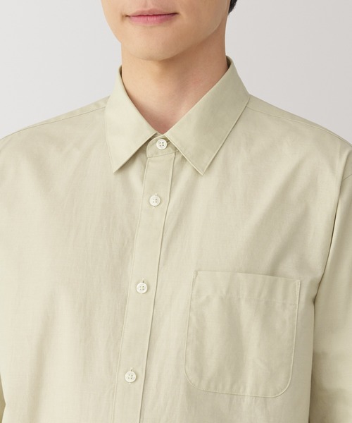 無印良品（ムジルシリョウヒン）の「紳士　洗いざらしブロード長袖シャツ（シャツ/ブラウス・メンズ・サックスブルー/ブラック/ホワイト/ライトピンク/ライトベージュ/ベージュ系/ブルー系・S/M/L/XL）」の14枚目の写真