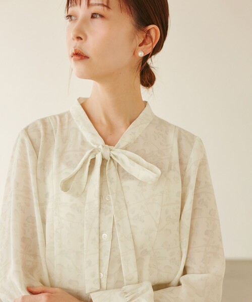 ROPE' PICNIC(ロペピクニック)の「【YOKU MOKU/ヨックモック×ROPE' PICNIC】リボンブラウス(シャツ/ブラウス・レディース・キナリ/ブルー系その他4・38)」の10枚目の写真