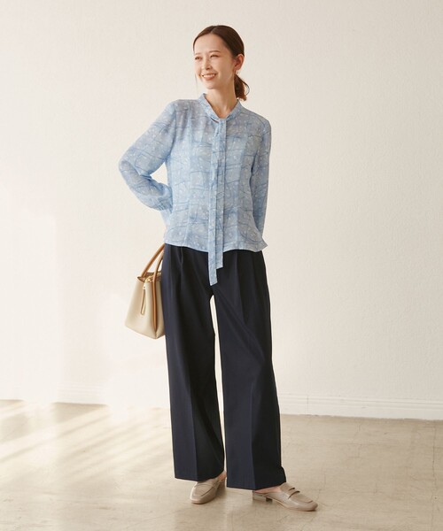 ROPE' PICNIC(ロペピクニック)の「【YOKU MOKU/ヨックモック×ROPE' PICNIC】リボンブラウス(シャツ/ブラウス・レディース・キナリ/ブルー系その他4・38)」の11枚目の写真