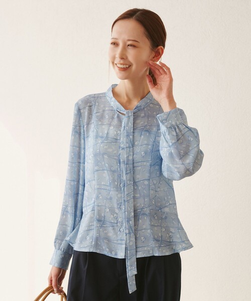 ROPE' PICNIC(ロペピクニック)の「【YOKU MOKU/ヨックモック×ROPE' PICNIC】リボンブラウス(シャツ/ブラウス・レディース・キナリ/ブルー系その他4・38)」の15枚目の写真