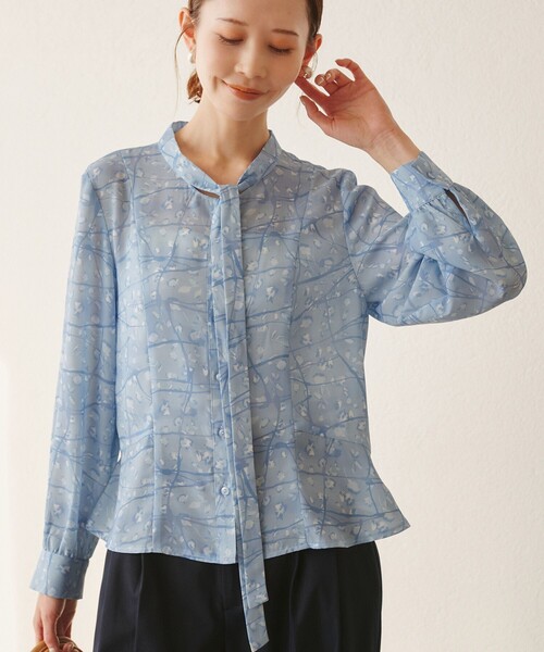 ROPE' PICNIC(ロペピクニック)の「【YOKU MOKU/ヨックモック×ROPE' PICNIC】リボンブラウス(シャツ/ブラウス・レディース・キナリ/ブルー系その他4・38)」の16枚目の写真