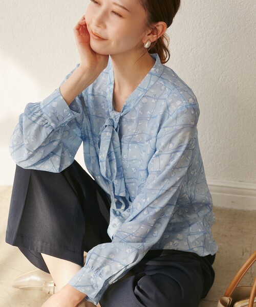 ROPE' PICNIC(ロペピクニック)の「【YOKU MOKU/ヨックモック×ROPE' PICNIC】リボンブラウス(シャツ/ブラウス・レディース・キナリ/ブルー系その他4・38)」の18枚目の写真