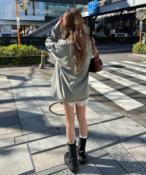 RAY CASSIN（レイカズン）の「ワークデニムミドルシャツ（シャツ/ブラウス・レディース・ブルー/スカイブルー/ベージュ・FREE）」の20枚目の写真