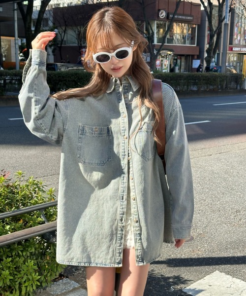 RAY CASSIN（レイカズン）の「ワークデニムミドルシャツ（シャツ/ブラウス・レディース・ブルー/スカイブルー/ベージュ・FREE）」の21枚目の写真