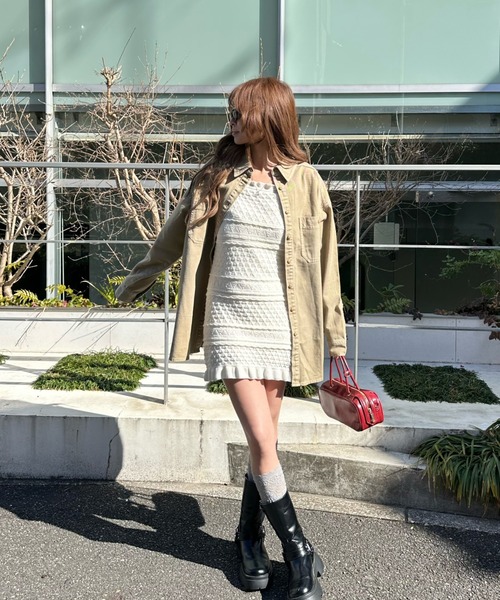 RAY CASSIN（レイカズン）の「ワークデニムミドルシャツ（シャツ/ブラウス・レディース・ブルー/スカイブルー/ベージュ・FREE）」の4枚目の写真