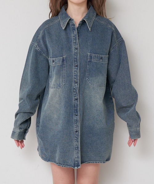 RAY CASSIN（レイカズン）の「ワークデニムミドルシャツ（シャツ/ブラウス・レディース・ブルー/スカイブルー/ベージュ・FREE）」の22枚目の写真