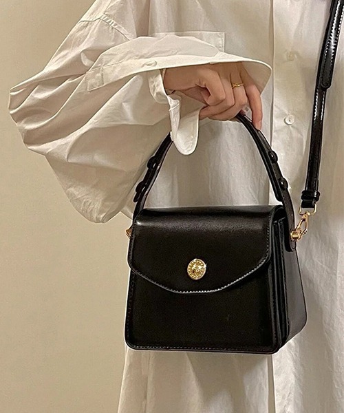 c.u.l（シーユーエル）の「レトロ 2WAY スクエア ショルダーバッグ cula1077（ハンドバッグ・レディース・アイボリー/ブラック・FREE）」の9枚目の写真