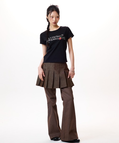 ★LUVISTRUE★IM DENIM PLEATS SKIRT PANTS(BLACK)★正規品/人気 セール】IM DENIM PLEATS SKIRT PANTS（デニムパンツ