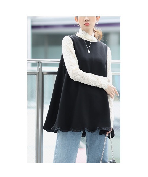 Sawa a la mode(サワアラモード)の「ミニフリルフレアチュニック(チュニック・レディース・グレー/ブラック・FREE)」の11枚目の写真