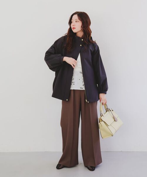 le.coeur blanc（ルクールブラン）の「サーブルクロスフードブルゾン（ブルゾン・レディース・ベージュ/ダークグレー・38）」の13枚目の写真