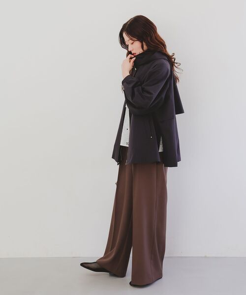 le.coeur blanc（ルクールブラン）の「サーブルクロスフードブルゾン（ブルゾン・レディース・ベージュ/ダークグレー・38）」の16枚目の写真