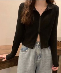 着回し万能◎スリムリブジップカーディガン