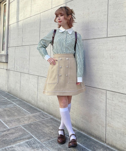 F i.n.t（フィント）の「ラビットカラーストライプシャツ/fint