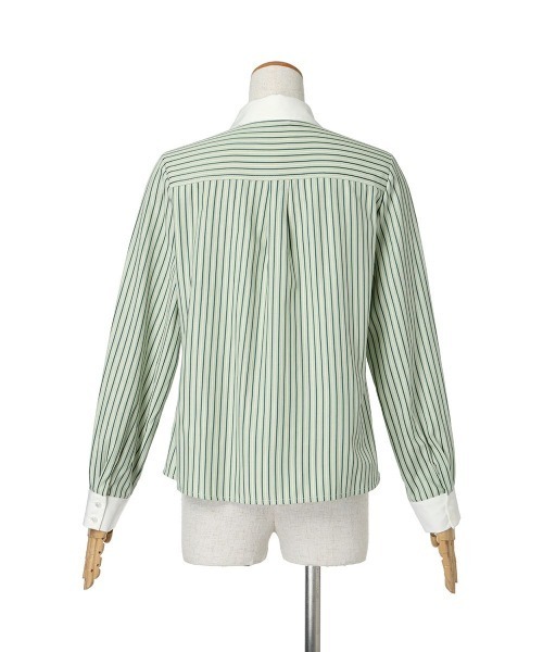 F i.n.t（フィント）の「ラビットカラーストライプシャツ/fint　フィント（シャツ/ブラウス・レディース・ホワイト×グリーン/ホワイト×ブルー・FREE）」の17枚目の写真