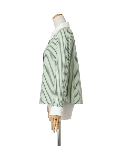 F i.n.t（フィント）の「ラビットカラーストライプシャツ/fint　フィント（シャツ/ブラウス・レディース・ホワイト×グリーン/ホワイト×ブルー・FREE）」の16枚目の写真