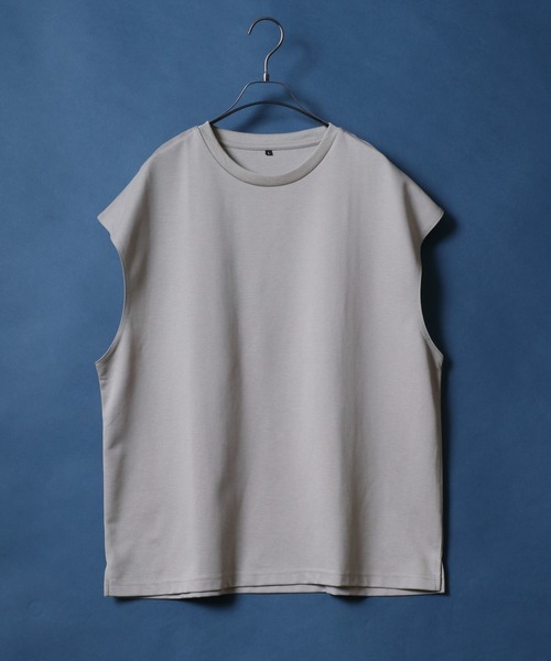 ANPAS（アンパス）の「Dry Ponte Fabric Sleeveless Shirt/ドライポンチ ノースリーブシャツ タンクトップ カットソー メンズ レディース（タンクトップ・メンズ・ブラック/カーキ/ブルー/ホワイト/チャコール/ベージュ・M/L/LL）」の4枚目の写真
