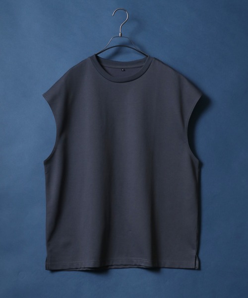 ANPAS（アンパス）の「Dry Ponte Fabric Sleeveless Shirt/ドライポンチ ノースリーブシャツ タンクトップ カットソー メンズ レディース（タンクトップ・メンズ・ブラック/カーキ/ブルー/ホワイト/チャコール/ベージュ・M/L/LL）」の3枚目の写真