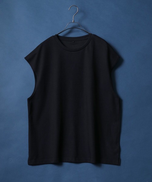 ANPAS（アンパス）の「Dry Ponte Fabric Sleeveless Shirt/ドライポンチ ノースリーブシャツ タンクトップ カットソー メンズ レディース（タンクトップ・メンズ・ブラック/カーキ/ブルー/ホワイト/チャコール/ベージュ・M/L/LL）」の2枚目の写真