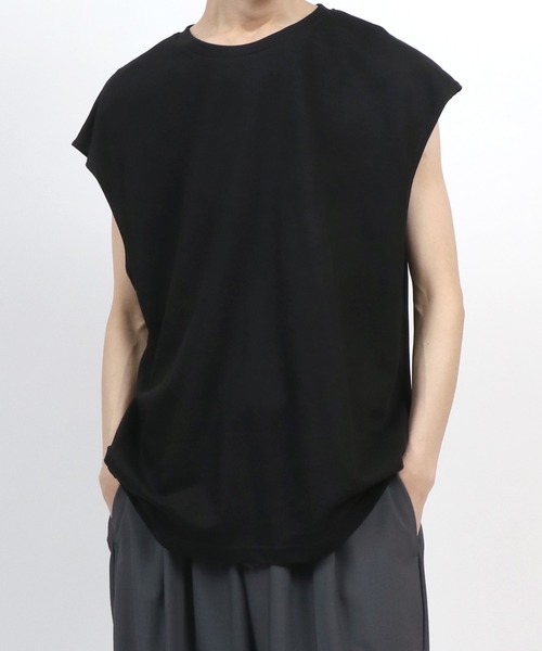 ANPAS（アンパス）の「Dry Ponte Fabric Sleeveless Shirt/ドライポンチ ノースリーブシャツ タンクトップ カットソー メンズ レディース（タンクトップ・メンズ・ブラック/カーキ/ブルー/ホワイト/チャコール/ベージュ・M/L/LL）」の11枚目の写真