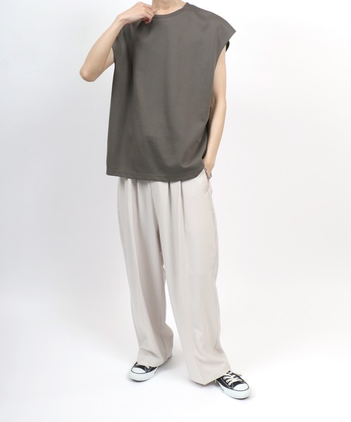 ANPAS（アンパス）の「Dry Ponte Fabric Sleeveless Shirt/ドライポンチ ノースリーブシャツ タンクトップ カットソー メンズ レディース（タンクトップ・メンズ・ブラック/カーキ/ブルー/ホワイト/チャコール/ベージュ・M/L/LL）」の21枚目の写真