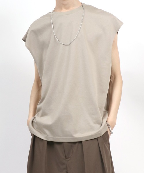 ANPAS（アンパス）の「Dry Ponte Fabric Sleeveless Shirt/ドライポンチ ノースリーブシャツ タンクトップ カットソー メンズ レディース（タンクトップ・メンズ・ブラック/カーキ/ブルー/ホワイト/チャコール/ベージュ・M/L/LL）」の16枚目の写真