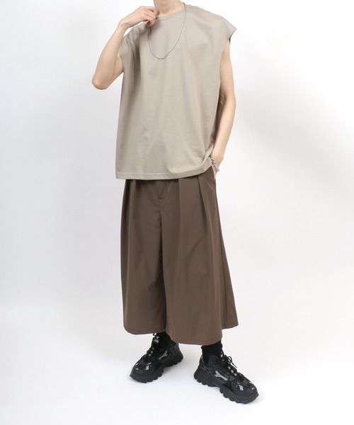 ANPAS（アンパス）の「Dry Ponte Fabric Sleeveless Shirt/ドライポンチ ノースリーブシャツ タンクトップ カットソー メンズ レディース（タンクトップ・メンズ・ブラック/カーキ/ブルー/ホワイト/チャコール/ベージュ・M/L/LL）」の18枚目の写真