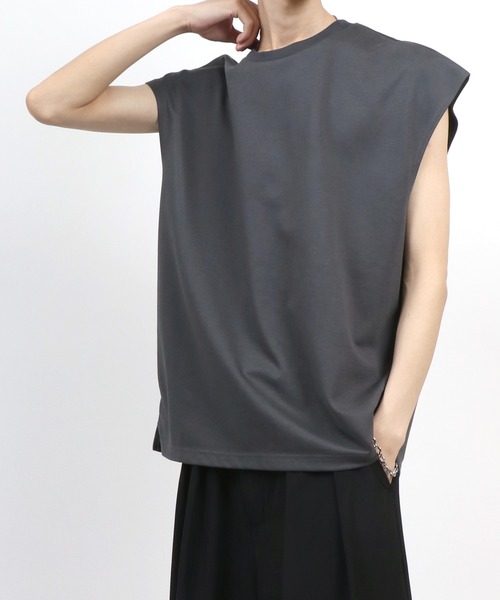 ANPAS（アンパス）の「Dry Ponte Fabric Sleeveless Shirt/ドライポンチ ノースリーブシャツ タンクトップ カットソー メンズ レディース（タンクトップ・メンズ・ブラック/カーキ/ブルー/ホワイト/チャコール/ベージュ・M/L/LL）」の13枚目の写真