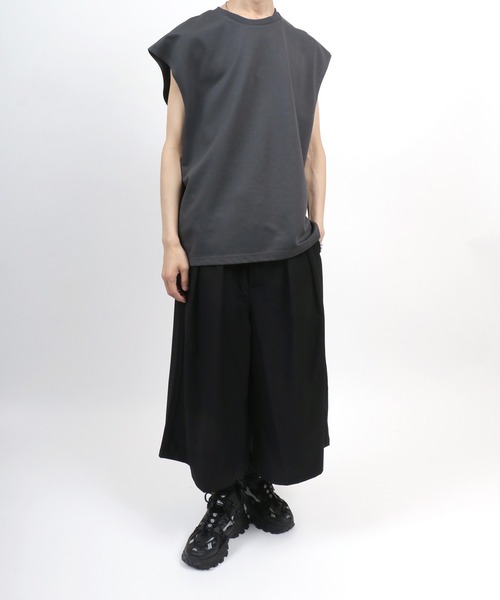 ANPAS（アンパス）の「Dry Ponte Fabric Sleeveless Shirt/ドライポンチ ノースリーブシャツ タンクトップ カットソー メンズ レディース（タンクトップ・メンズ・ブラック/カーキ/ブルー/ホワイト/チャコール/ベージュ・M/L/LL）」の15枚目の写真