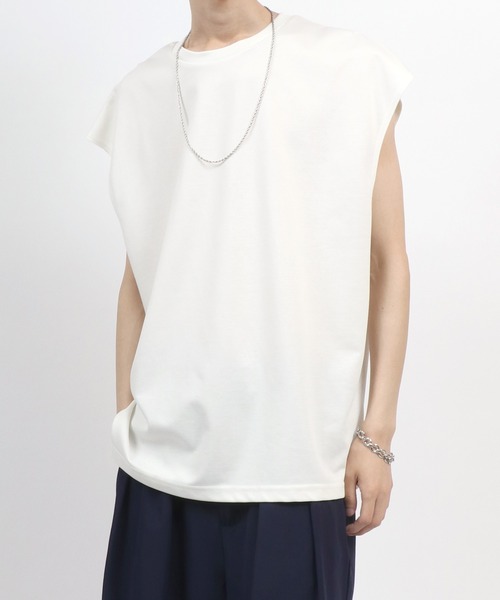 ANPAS（アンパス）の「Dry Ponte Fabric Sleeveless Shirt/ドライポンチ ノースリーブシャツ タンクトップ カットソー メンズ レディース（タンクトップ・メンズ・ブラック/カーキ/ブルー/ホワイト/チャコール/ベージュ・M/L/LL）」の7枚目の写真