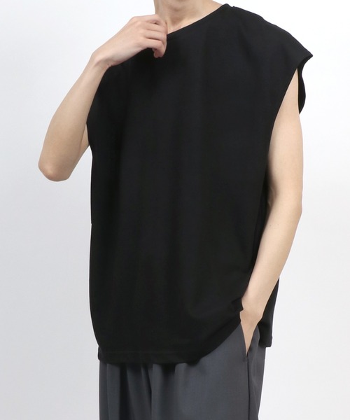 ANPAS（アンパス）の「Dry Ponte Fabric Sleeveless Shirt/ドライポンチ ノースリーブシャツ タンクトップ カットソー メンズ レディース（タンクトップ・メンズ・ブラック/カーキ/ブルー/ホワイト/チャコール/ベージュ・M/L/LL）」の10枚目の写真