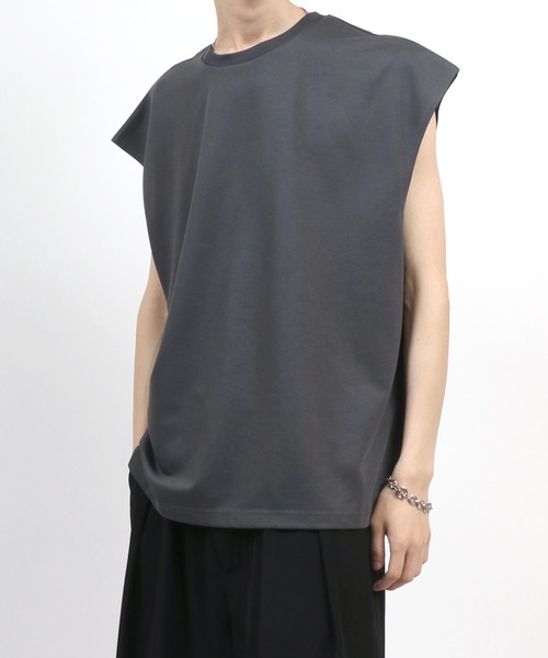ANPAS（アンパス）の「Dry Ponte Fabric Sleeveless Shirt/ドライポンチ ノースリーブシャツ タンクトップ カットソー メンズ レディース（タンクトップ・メンズ・ブラック/カーキ/ブルー/ホワイト/チャコール/ベージュ・M/L/LL）」の14枚目の写真
