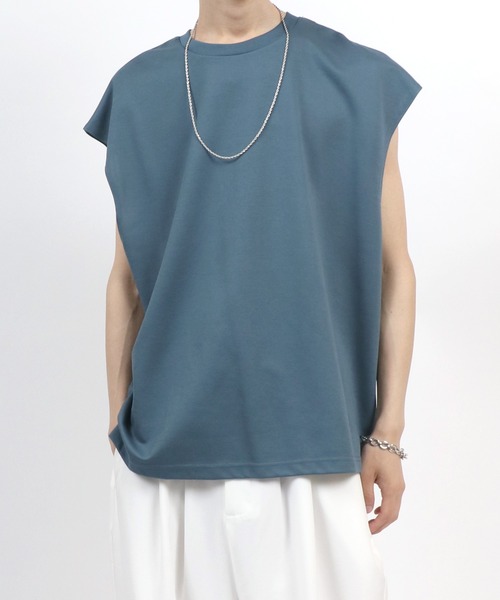 ANPAS（アンパス）の「Dry Ponte Fabric Sleeveless Shirt/ドライポンチ ノースリーブシャツ タンクトップ カットソー メンズ レディース（タンクトップ・メンズ・ブラック/カーキ/ブルー/ホワイト/チャコール/ベージュ・M/L/LL）」の22枚目の写真