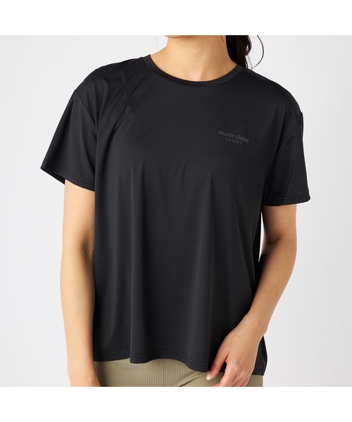 marie claire(マリ・クレール)の「Marie claire sports マリクレールスポーツ 半袖 Tシャツ 接触冷感 UVカット 紫外線対策 フレンチ袖風 スポーツシャツ(Tシャツ/カットソー・レディース・グレー/ブルー/ブラック/ピンク・LL/L/M)」の9枚目の写真
