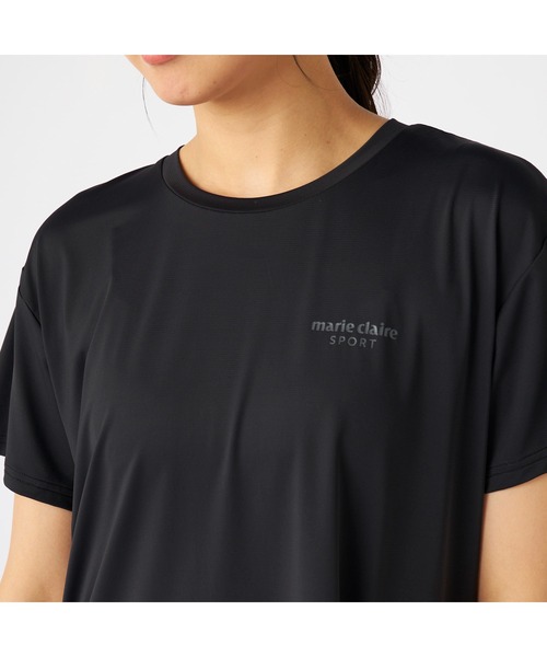marie claire(マリ・クレール)の「Marie claire sports マリクレールスポーツ 半袖 Tシャツ 接触冷感 UVカット 紫外線対策 フレンチ袖風 スポーツシャツ(Tシャツ/カットソー・レディース・グレー/ブルー/ブラック/ピンク・LL/L/M)」の12枚目の写真