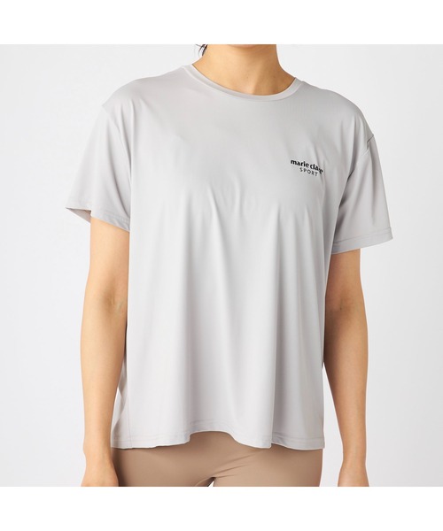 marie claire(マリ・クレール)の「Marie claire sports マリクレールスポーツ 半袖 Tシャツ 接触冷感 UVカット 紫外線対策 フレンチ袖風 スポーツシャツ(Tシャツ/カットソー・レディース・グレー/ブルー/ブラック/ピンク・LL/L/M)」の18枚目の写真