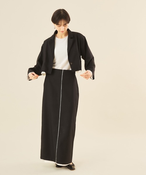 Muscat(マスカット)の「【セットアップ可!】カットオフデザインショートジャケット(その他アウター・レディース・クリーム/ブラック/ライトグレー・F)」の9枚目の写真