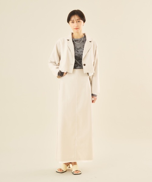 Muscat(マスカット)の「【セットアップ可!】カットオフデザインショートジャケット(その他アウター・レディース・クリーム/ブラック/ライトグレー・F)」の11枚目の写真