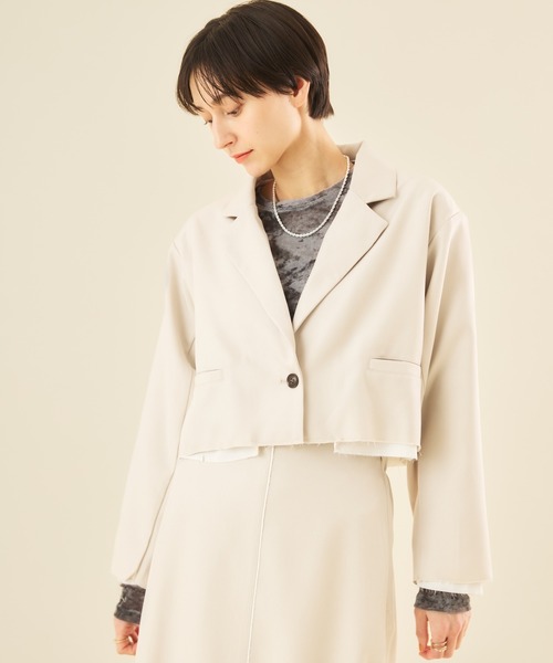 Muscat(マスカット)の「【セットアップ可!】カットオフデザインショートジャケット(その他アウター・レディース・クリーム/ブラック/ライトグレー・F)」の7枚目の写真