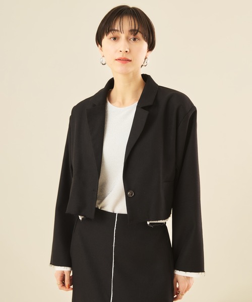 Muscat(マスカット)の「【セットアップ可!】カットオフデザインショートジャケット(その他アウター・レディース・クリーム/ブラック/ライトグレー・F)」の15枚目の写真