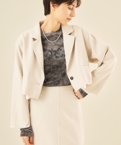 Muscat(マスカット)の「【セットアップ可!】カットオフデザインショートジャケット(その他アウター・レディース・クリーム/ブラック/ライトグレー・F)」の14枚目の写真